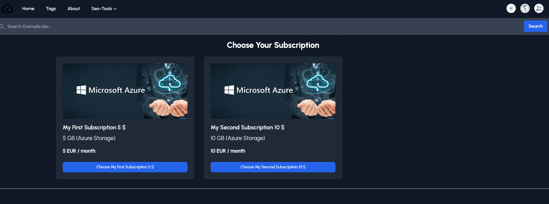 subscription page