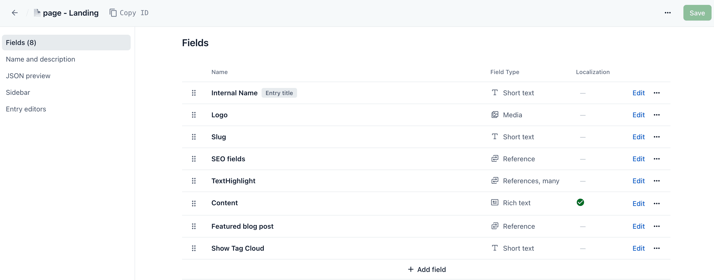 page-Landing-Content-Model