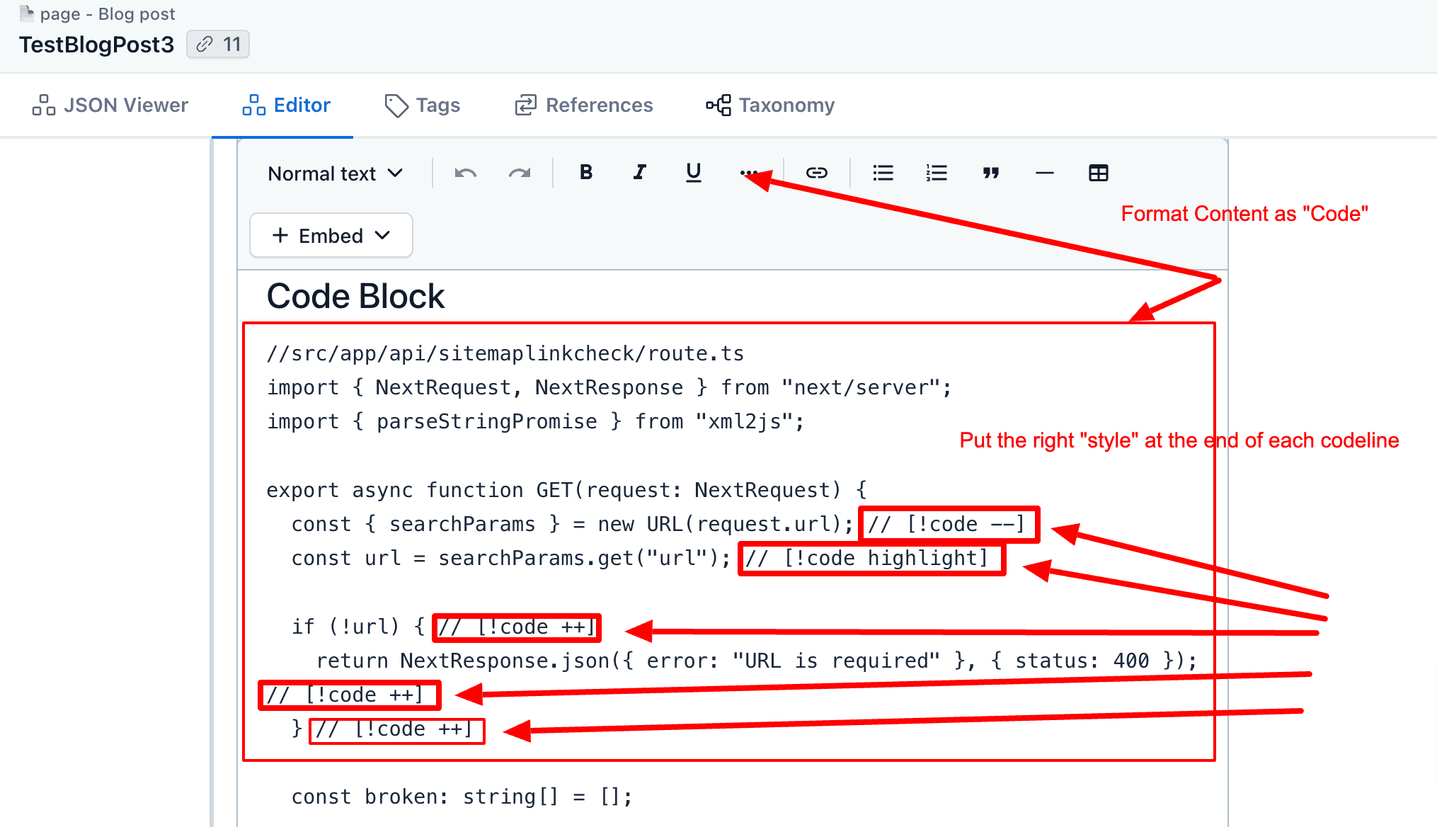 Contentful-Codeblock