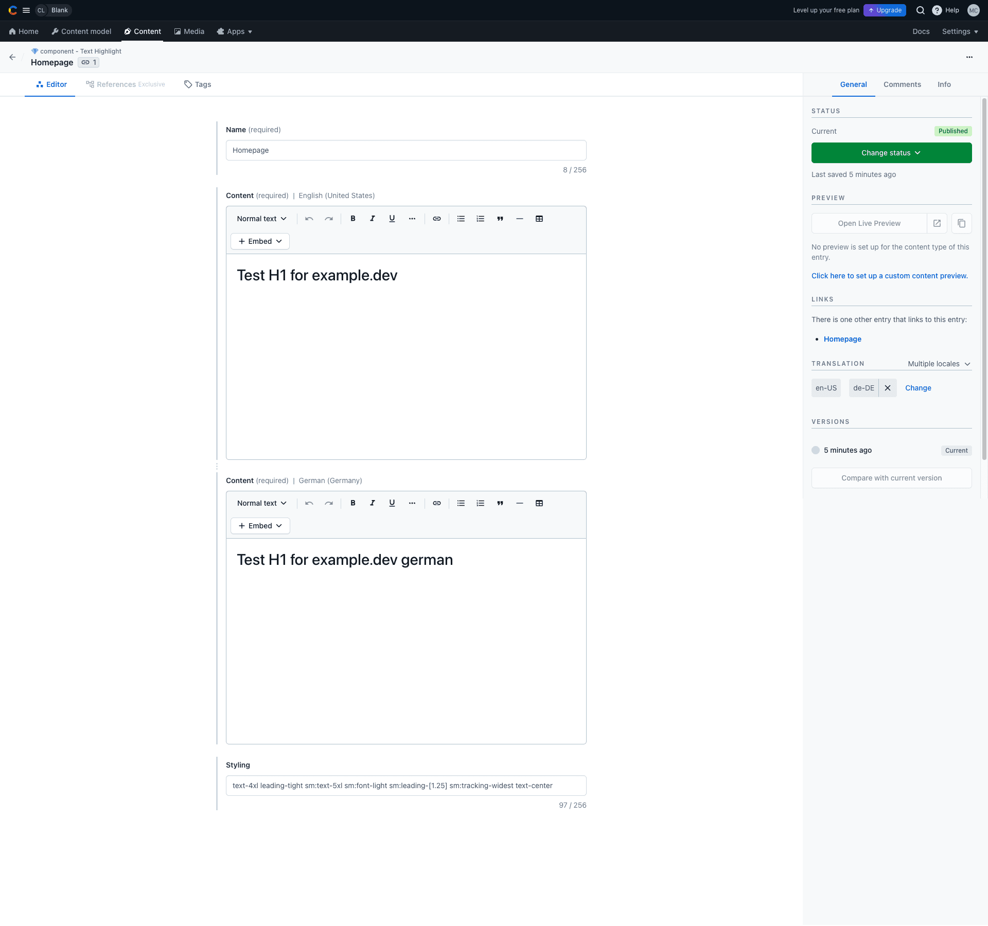 Content record Texthighlight HP